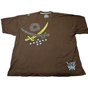 AKADEMIK JEANIUS Men 5XL Brown Embellished Double-Sided Graphic T-Shirt